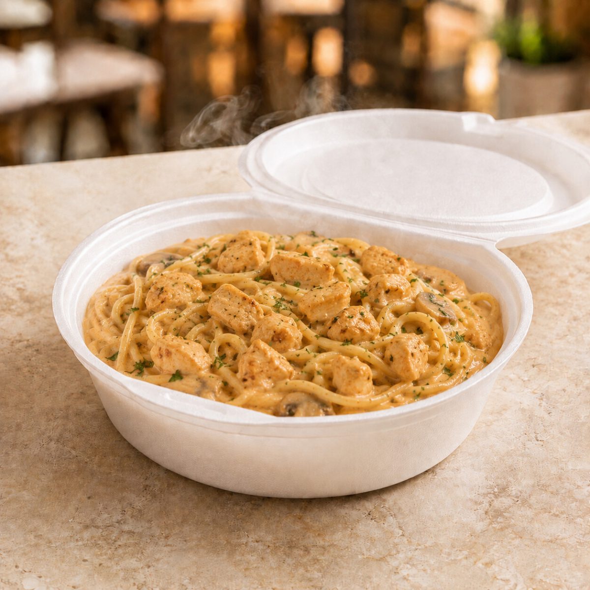 Macarrão ao Molho de Estrogonofe de Frango