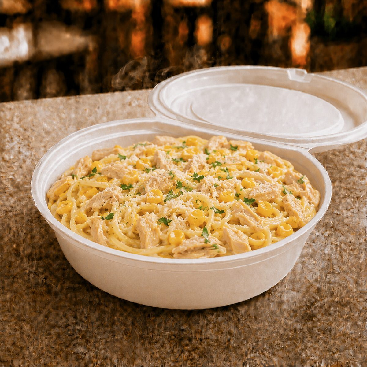 Macarrão de Frango Supremo com Milho